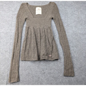 Vintage Y2K Hollister Babydoll Sweater Womens Large Cable Knit Bella Swan Rabbit